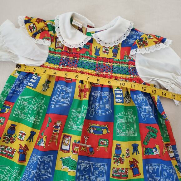 Vintage 70s Patchwork Furniture Dress 3t/4t - Picture 8 of 9
